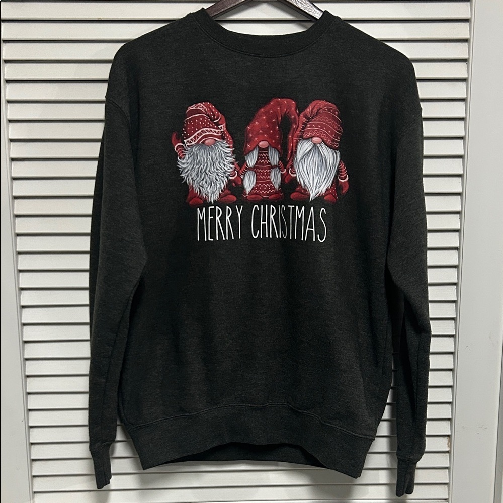 Dark Gray Merry Christmas Gnomes Crewneck Sweatshirt